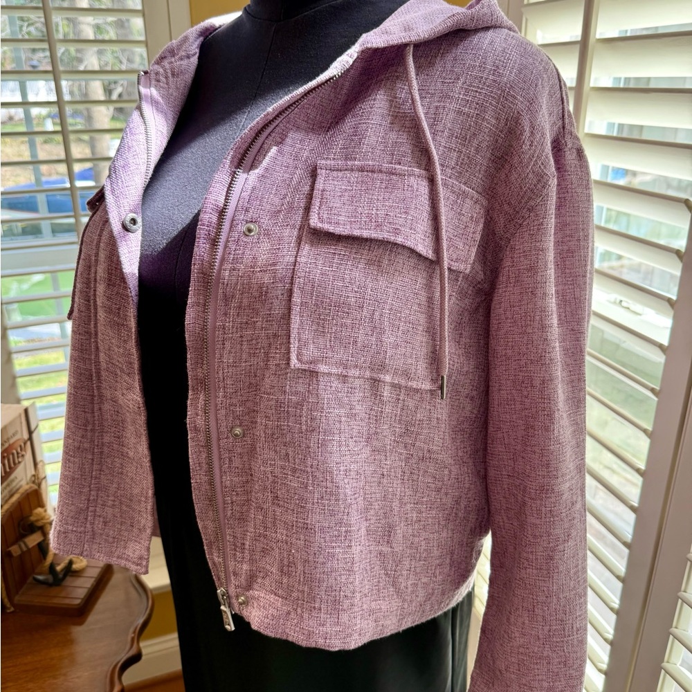 Cropped Lilac Zip-Front Jacket - image 2